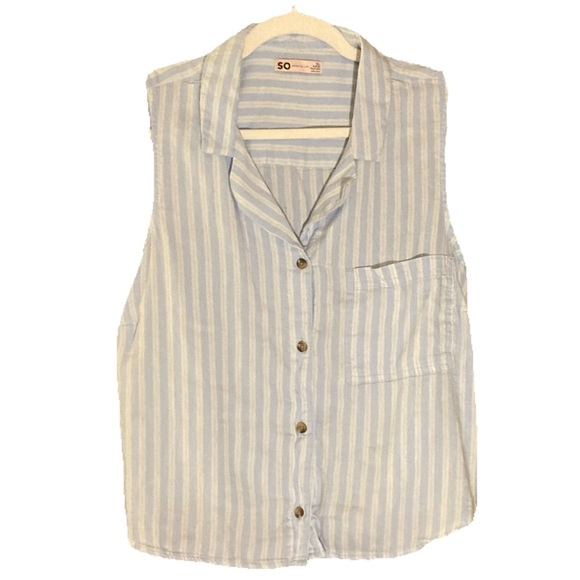 SO Tops - NWOT SO Striped Sleeveless Button-down Top